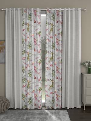 ROSARA HOME Solid Floral Pack of 4 Room Darkening and Regular Long Door Curtains -9 Feet,Cream::Multicolor 1