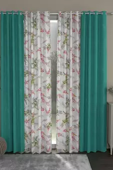 ROSARA HOME Solid Floral Pack of 4 Room Darkening and Regular Long Door Curtains -9 Feet,Light Blue::Multicolor