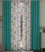 ROSARA HOME Solid Floral Pack of 4 Room Darkening and Regular Long Door Curtains -9 Feet,Light Blue::Multicolor