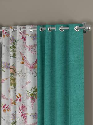 ROSARA HOME Solid Floral Pack of 4 Room Darkening and Regular Long Door Curtains -9 Feet,Light Blue::Multicolor 2