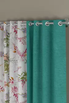 ROSARA HOME Solid Floral Pack of 4 Room Darkening and Regular Long Door Curtains -9 Feet,Light Blue::Multicolor
