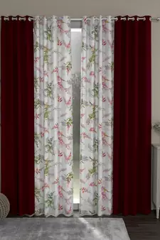 ROSARA HOME Solid Floral Pack of 4 Room Darkening and Regular Long Door Curtains -9 Feet,Maroon::Multicolor