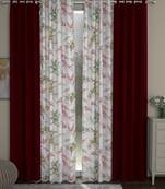 ROSARA HOME Solid Floral Pack of 4 Room Darkening and Regular Long Door Curtains -9 Feet,Maroon::Multicolor