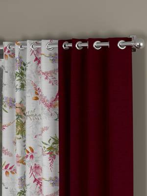 ROSARA HOME Solid Floral Pack of 4 Room Darkening and Regular Long Door Curtains -9 Feet,Maroon::Multicolor 2