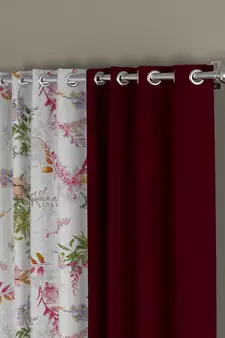 ROSARA HOME Solid Floral Pack of 4 Room Darkening and Regular Long Door Curtains -9 Feet,Maroon::Multicolor