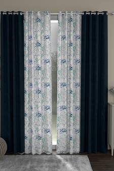 ROSARA HOME Solid Floral Pack of 4 Room Darkening and Regular Long Door Curtains -9 Feet,Dark Blue::Blue