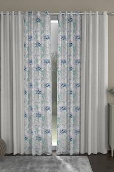ROSARA HOME Solid Floral Pack of 4 Room Darkening and Regular Long Door Curtains -9 Feet,Cream::Blue