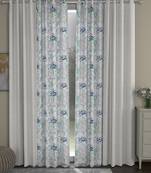 ROSARA HOME Solid Floral Pack of 4 Room Darkening and Regular Long Door Curtains -9 Feet,Cream::Blue