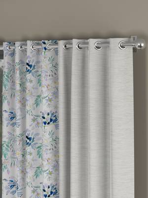 ROSARA HOME Solid Floral Pack of 4 Room Darkening and Regular Long Door Curtains -9 Feet,Cream::Blue 2