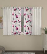 ROSARA HOME Solid Floral Pack of 4 Room Darkening and Regular Window Curtains -5 Feet,Cream::Pink
