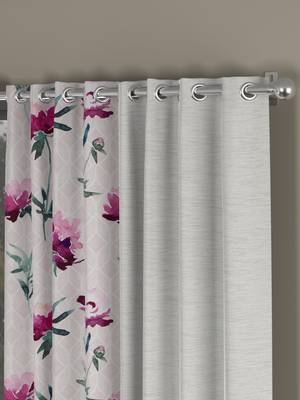 ROSARA HOME Solid Floral Pack of 4 Room Darkening and Regular Window Curtains -5 Feet,Cream::Pink 2