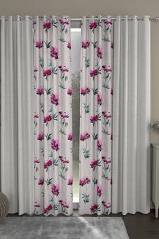 ROSARA HOME Solid Floral Pack of 4 Room Darkening and Regular Long Door Curtains -9 Feet,Cream::Pink