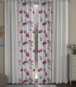 ROSARA HOME Solid Floral Pack of 4 Room Darkening and Regular Long Door Curtains -9 Feet,Cream::Pink