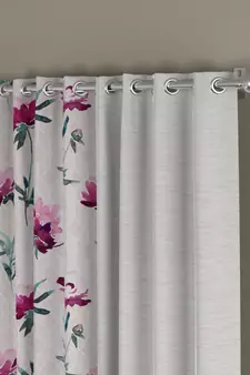 ROSARA HOME Solid Floral Pack of 4 Room Darkening and Regular Long Door Curtains -9 Feet,Cream::Pink