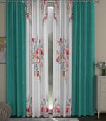 ROSARA HOME Solid Floral Pack of 4 Room Darkening and Regular Long Door Curtains -9 Feet,Light Blue::Multicolor