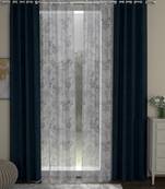 ROSARA HOME Solid Floral Pack of 4 Room Darkening and Sheer Door Curtains -7 Feet,Dark Blue::Lavender
