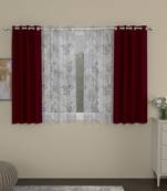 ROSARA HOME Solid Floral Pack of 4 Room Darkening and Sheer Window Curtains -5 Feet,Maroon::Lavender