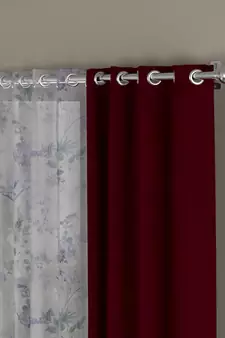 ROSARA HOME Solid Floral Pack of 4 Room Darkening and Sheer Door Curtains -7 Feet,Maroon::Lavender