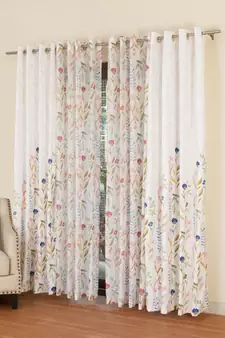 ROSARA HOME Floral Pack of 4 Regular and Sheer Long Door Curtains -9 Feet,Multicolor