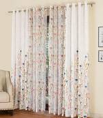ROSARA HOME Floral Pack of 4 Regular and Sheer Long Door Curtains -9 Feet,Multicolor