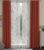 ROSARA HOME Jacquard Abstract Pack of 4 Regular and Sheer Door Curtains -7 Feet,Rust::White