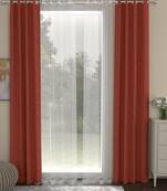ROSARA HOME Jacquard Striped Pack of 4 Regular and Sheer Long Door Curtains -9 Feet,Rust::White