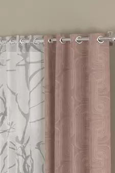 ROSARA HOME Jacquard Abstract Pack of 4 Regular and Sheer Window Curtains -5 Feet,Blush::White