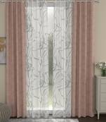 ROSARA HOME Jacquard Abstract Pack of 4 Regular and Sheer Door Curtains -7 Feet,Blush::White