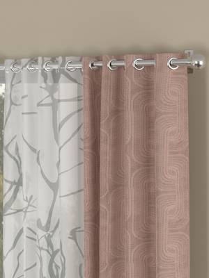 ROSARA HOME Jacquard Abstract Pack of 4 Regular and Sheer Door Curtains -7 Feet,Blush::White 2