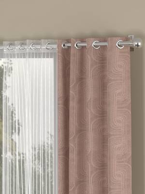ROSARA HOME Jacquard Striped Pack of 4 Regular and Sheer Window Curtains -5 Feet,Blush::White 2