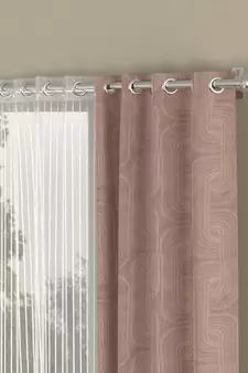 ROSARA HOME Jacquard Striped Pack of 4 Regular and Sheer Window Curtains -5 Feet,Blush::White