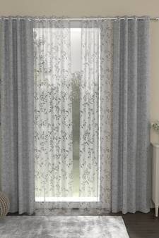 ROSARA HOME Solid Pack of 4 Regular and Sheer Long Door Curtains -9 Feet,Grey::White