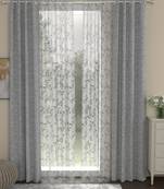 ROSARA HOME Solid Pack of 4 Regular and Sheer Long Door Curtains -9 Feet,Grey::White
