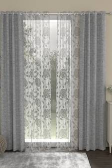 ROSARA HOME Solid Pack of 4 Regular and Sheer Long Door Curtains -9 Feet,Grey::White