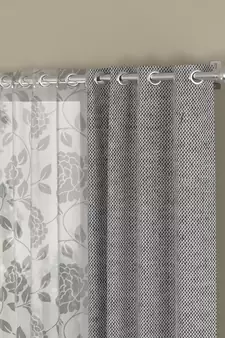 ROSARA HOME Solid Pack of 4 Regular and Sheer Long Door Curtains -9 Feet,Grey::White