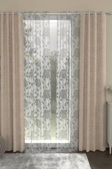 ROSARA HOME Solid Pack of 4 Regular and Sheer Long Door Curtains -9 Feet,Beige::White