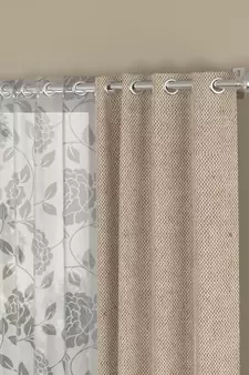 ROSARA HOME Solid Pack of 4 Regular and Sheer Long Door Curtains -9 Feet,Beige::White