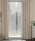 ROSARA HOME Solid Pack of 4 Regular and Sheer Long Door Curtains -9 Feet,Beige::White