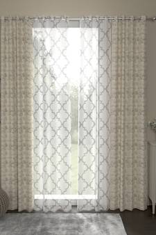 ROSARA HOME Jacquard Pack of 4 Regular and Sheer Long Door Curtains -9 Feet,Beige::White