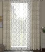 ROSARA HOME Jacquard Pack of 4 Regular and Sheer Long Door Curtains -9 Feet,Beige::White