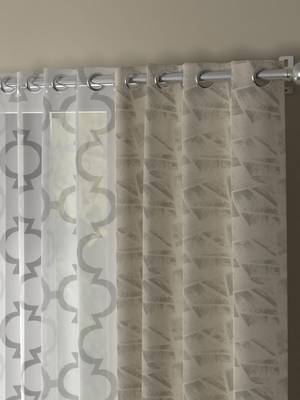 ROSARA HOME Jacquard Pack of 4 Regular and Sheer Long Door Curtains -9 Feet,Beige::White 2