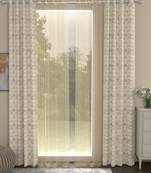 ROSARA HOME Jacquard Pack of 4 Regular and Sheer Long Door Curtains -9 Feet,Beige::Gold