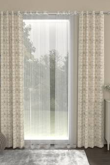 ROSARA HOME Jacquard Pack of 4 Regular and Sheer Long Door Curtains -9 Feet,Beige::White
