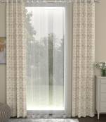 ROSARA HOME Jacquard Pack of 4 Regular and Sheer Long Door Curtains -9 Feet,Beige::White