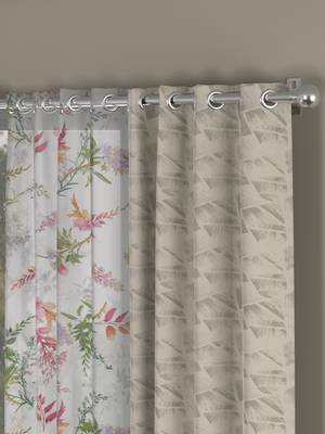 ROSARA HOME Jacquard Floral Pack of 4 Regular and Sheer Door Curtains -7 Feet,Beige::Multicolor 2