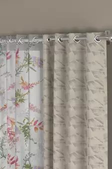 ROSARA HOME Jacquard Floral Pack of 4 Regular and Sheer Door Curtains -7 Feet,Beige::Multicolor