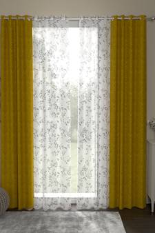 ROSARA HOME Jacquard Pack of 4 Regular and Sheer Long Door Curtains -9 Feet,Gold::White