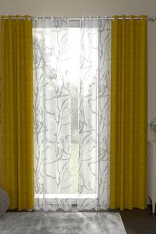 ROSARA HOME Jacquard Pack of 4 Regular and Sheer Long Door Curtains -9 Feet,Gold::White
