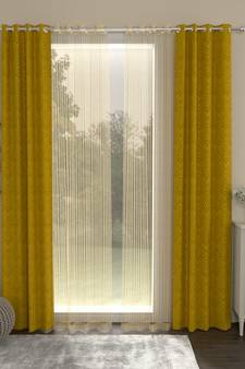 ROSARA HOME Jacquard Pack of 4 Regular and Sheer Long Door Curtains -9 Feet,Gold
