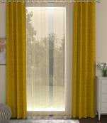 ROSARA HOME Jacquard Pack of 4 Regular and Sheer Long Door Curtains -9 Feet,Gold